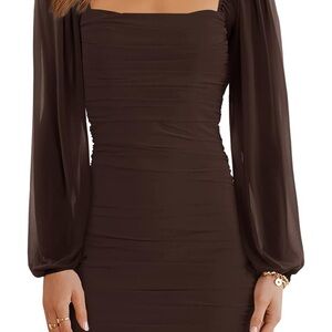 Brown Long Sleeve Dress
